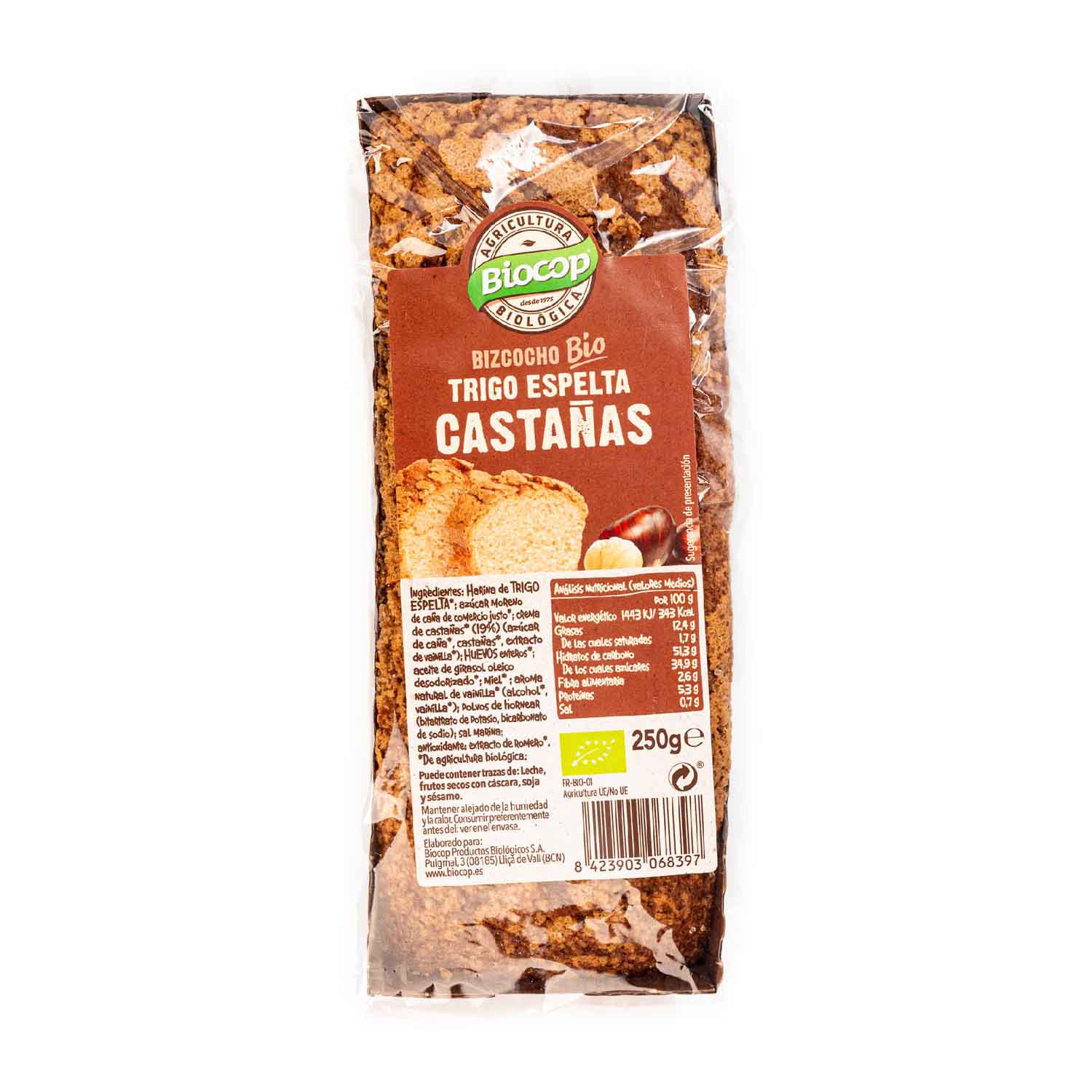 Bizcocho de Castañas y Trigo Espelta 250g Biocop