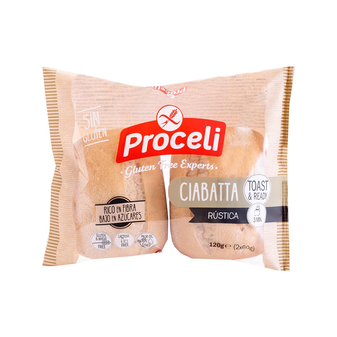 Pan Chapata Rústico sin Gluten 120g (2uds) Proceli