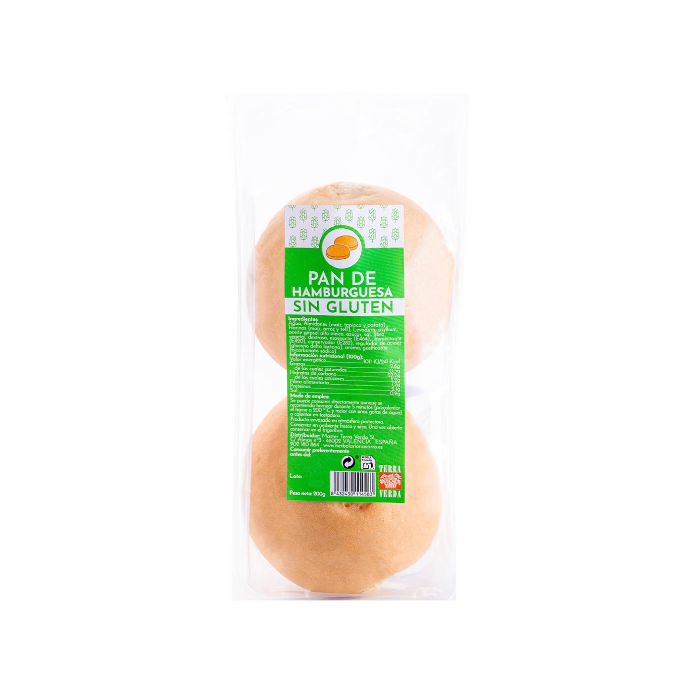 Pan de Hamburguesa sin Gluten 200g Terra Verda