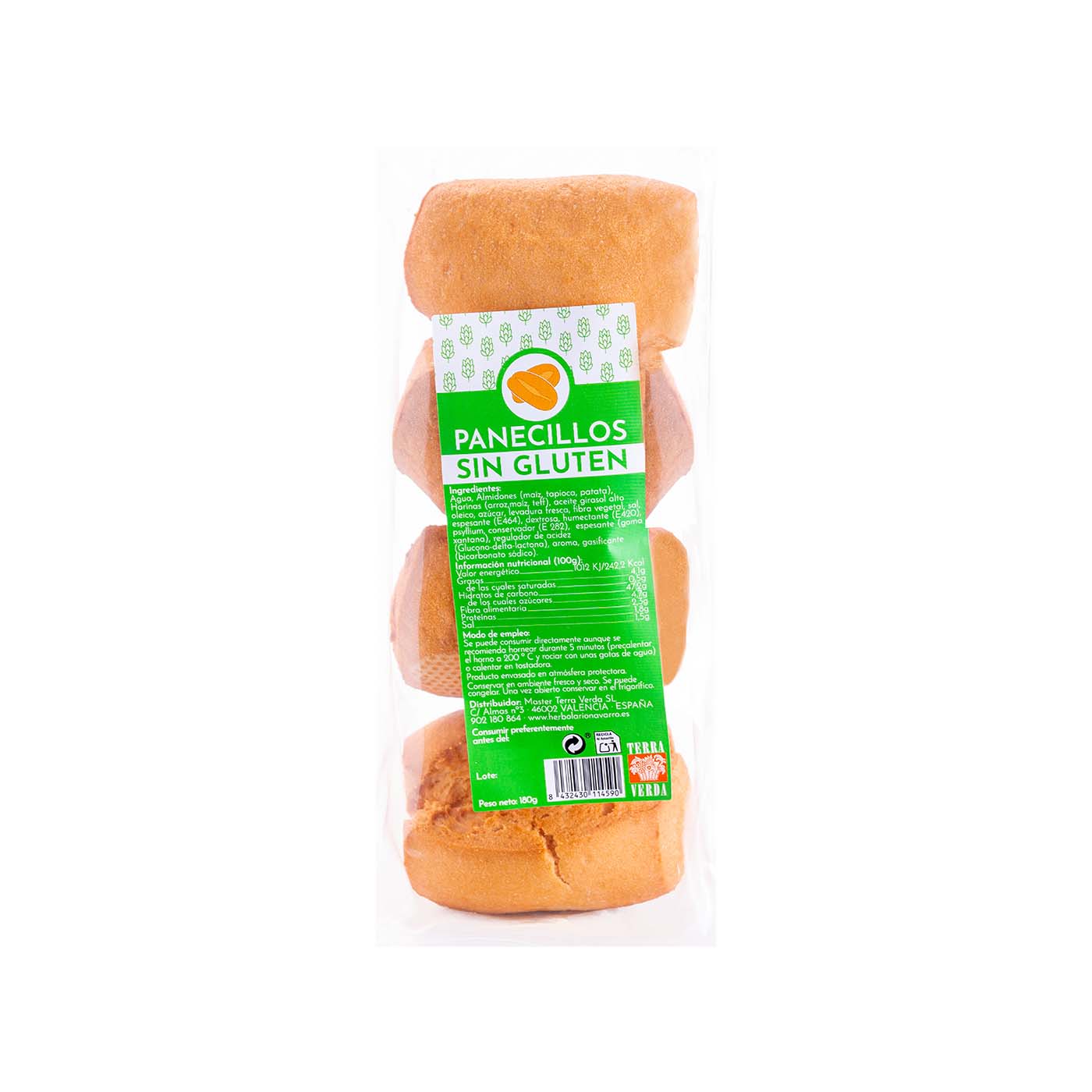 Panecillos sin Gluten 180g (4x45g) Terra Verda