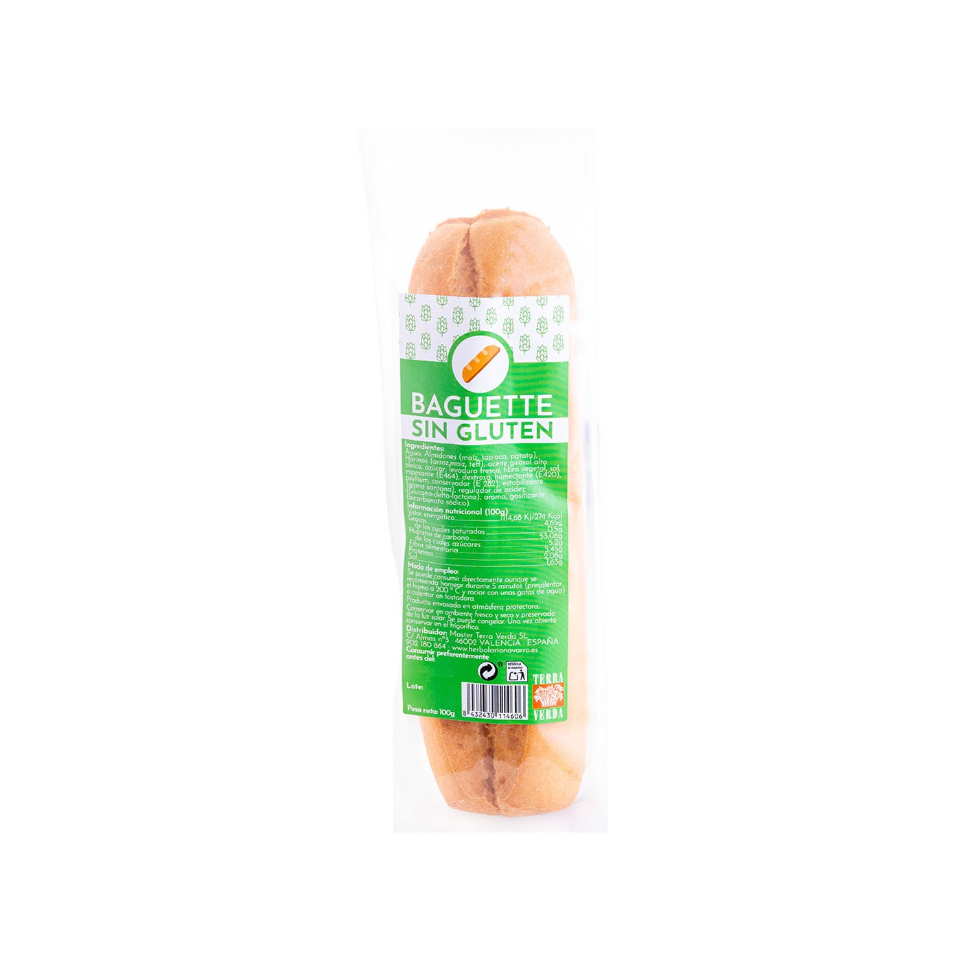Pan Baguette sin Gluten 100g Terra Verda