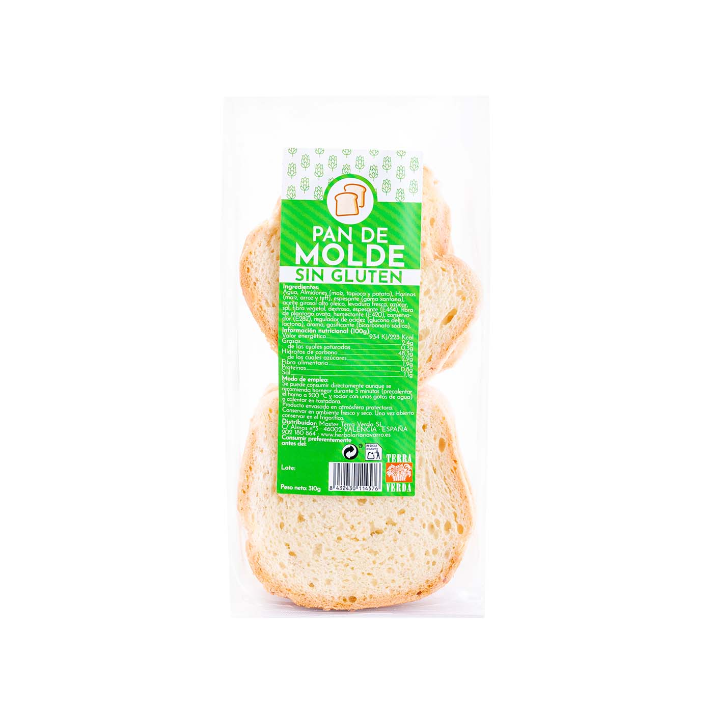 Pan de Molde sin Gluten 200g Terra Verda