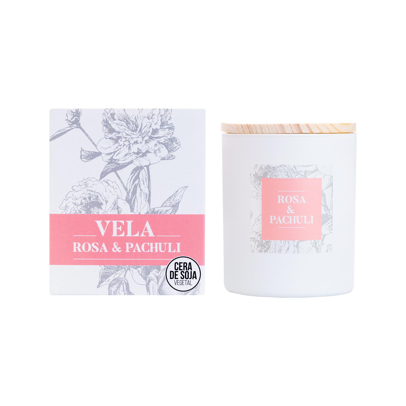 Vela Aroma Rosa y Pachuli 230g Herbolario Navarro