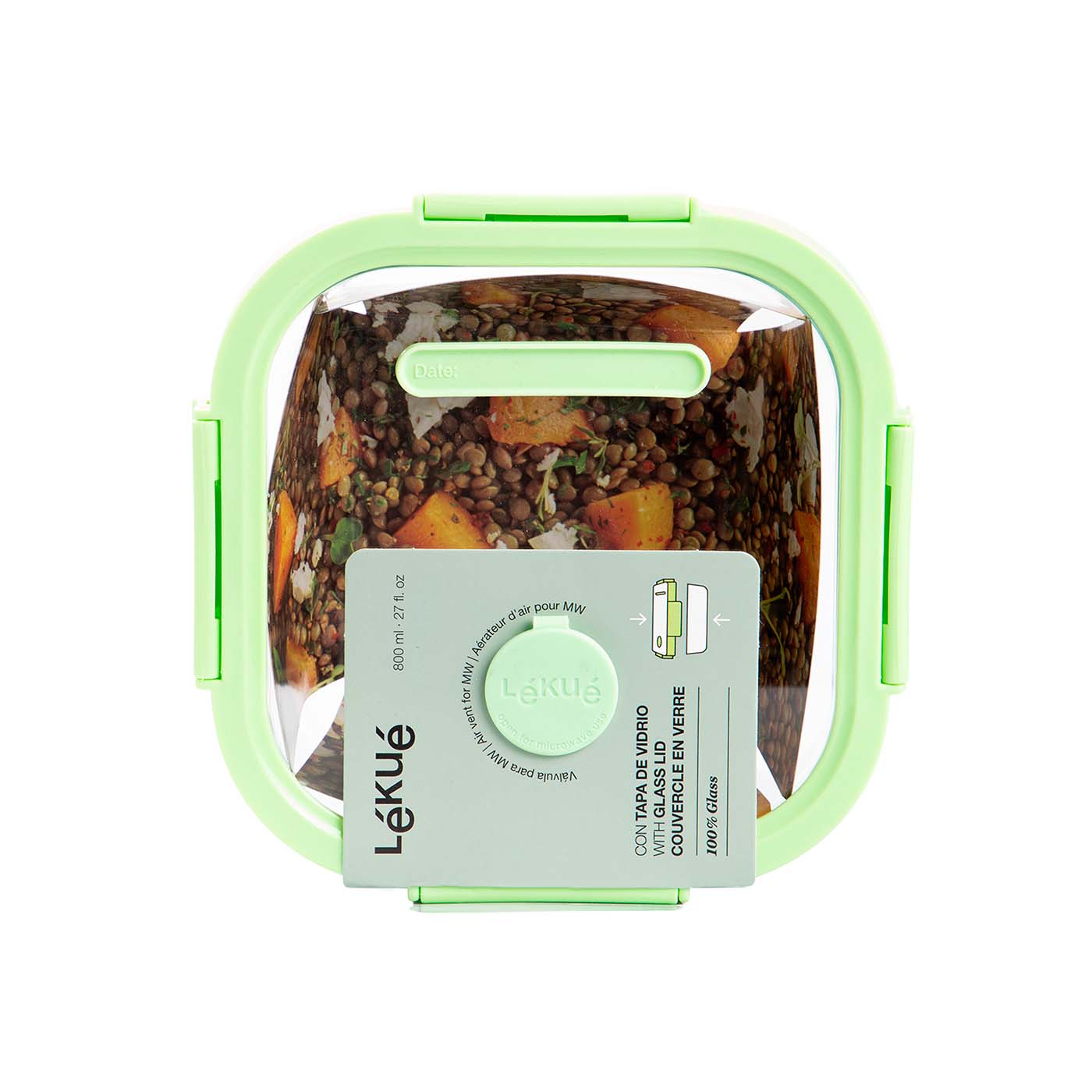 Fiambrera 100% de Vidrio Cuadrada 800ml Lékué