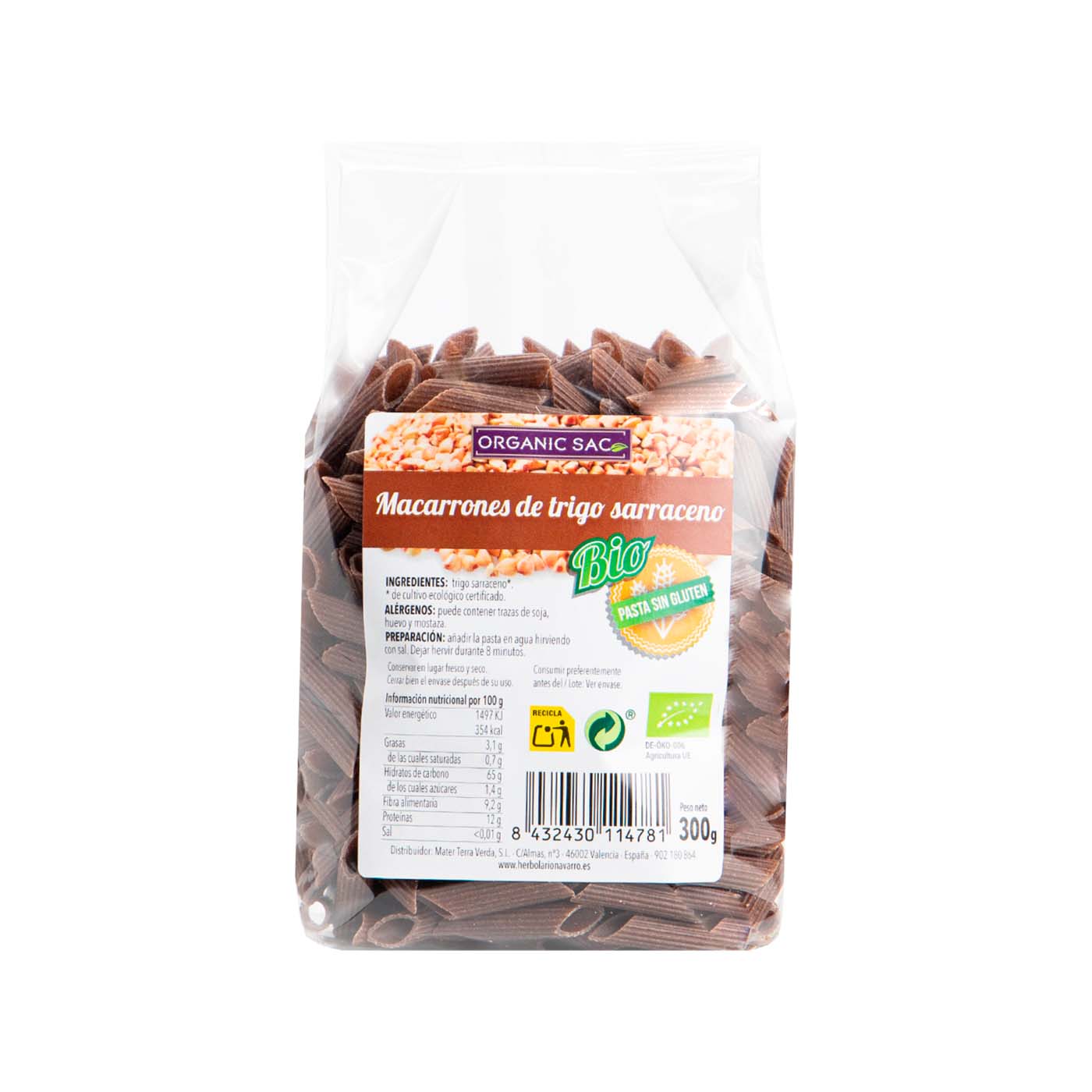 Macarrones de Trigo Sarraceno 300g Organic Sac