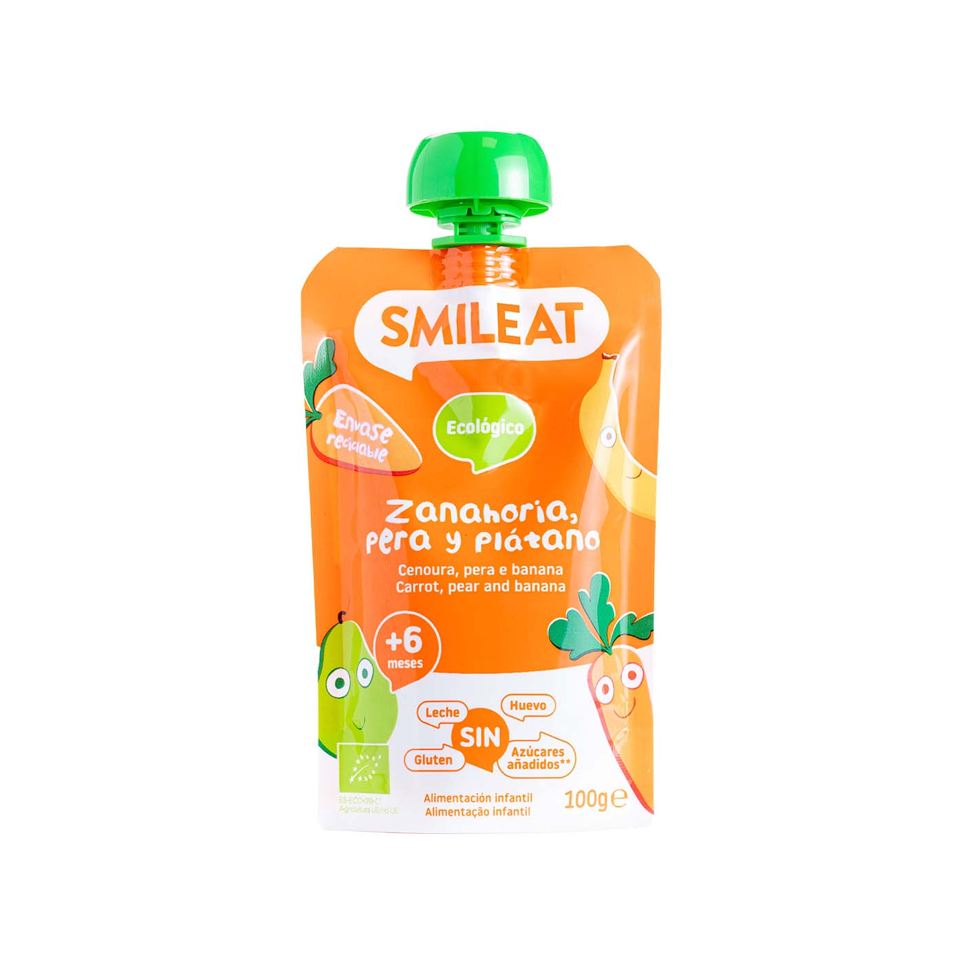 Pouch de Pera Zanahoria y Plátano 100g Smileat