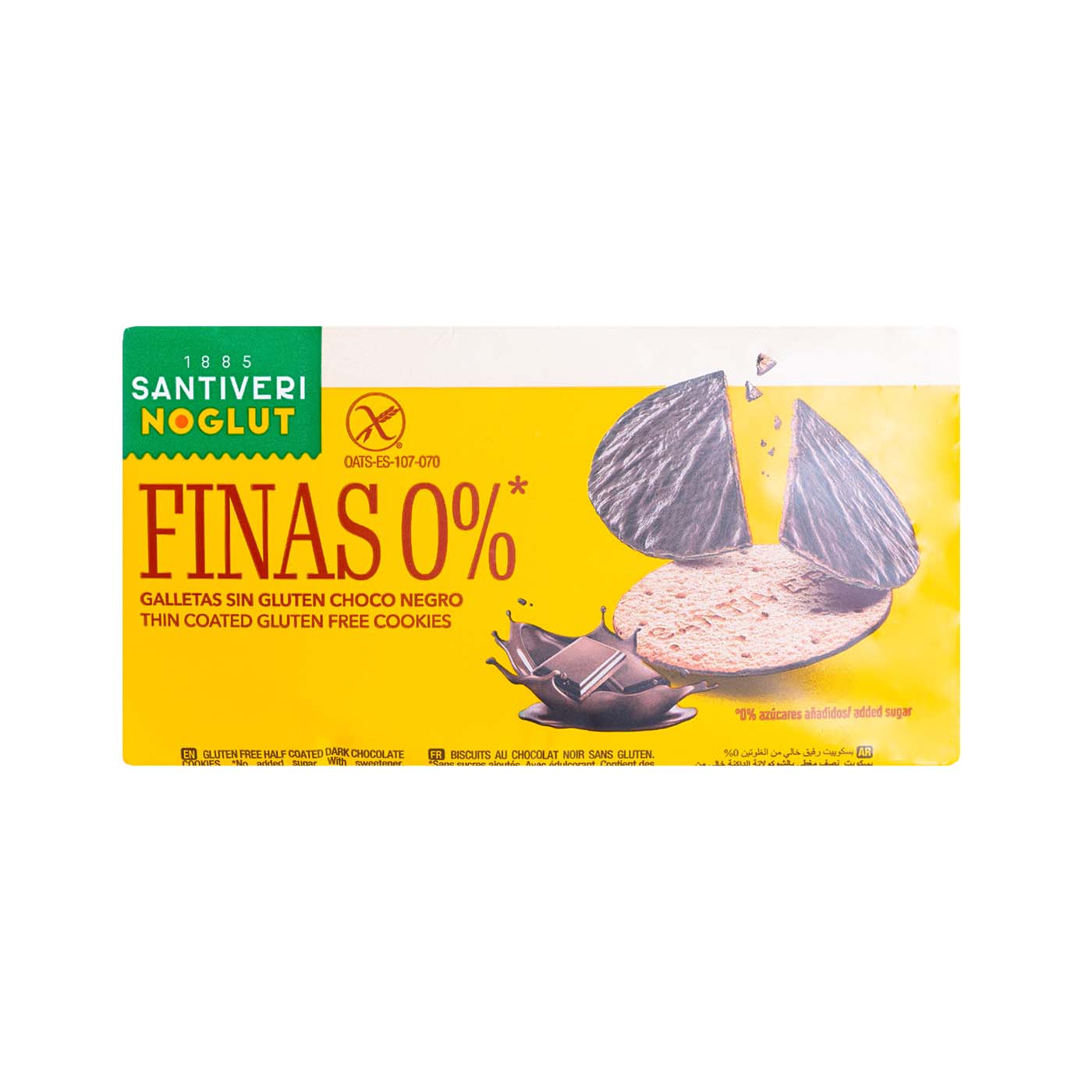 Galletas Finas sin Gluten 0% Bañadas en Chocolate 90g Noglut