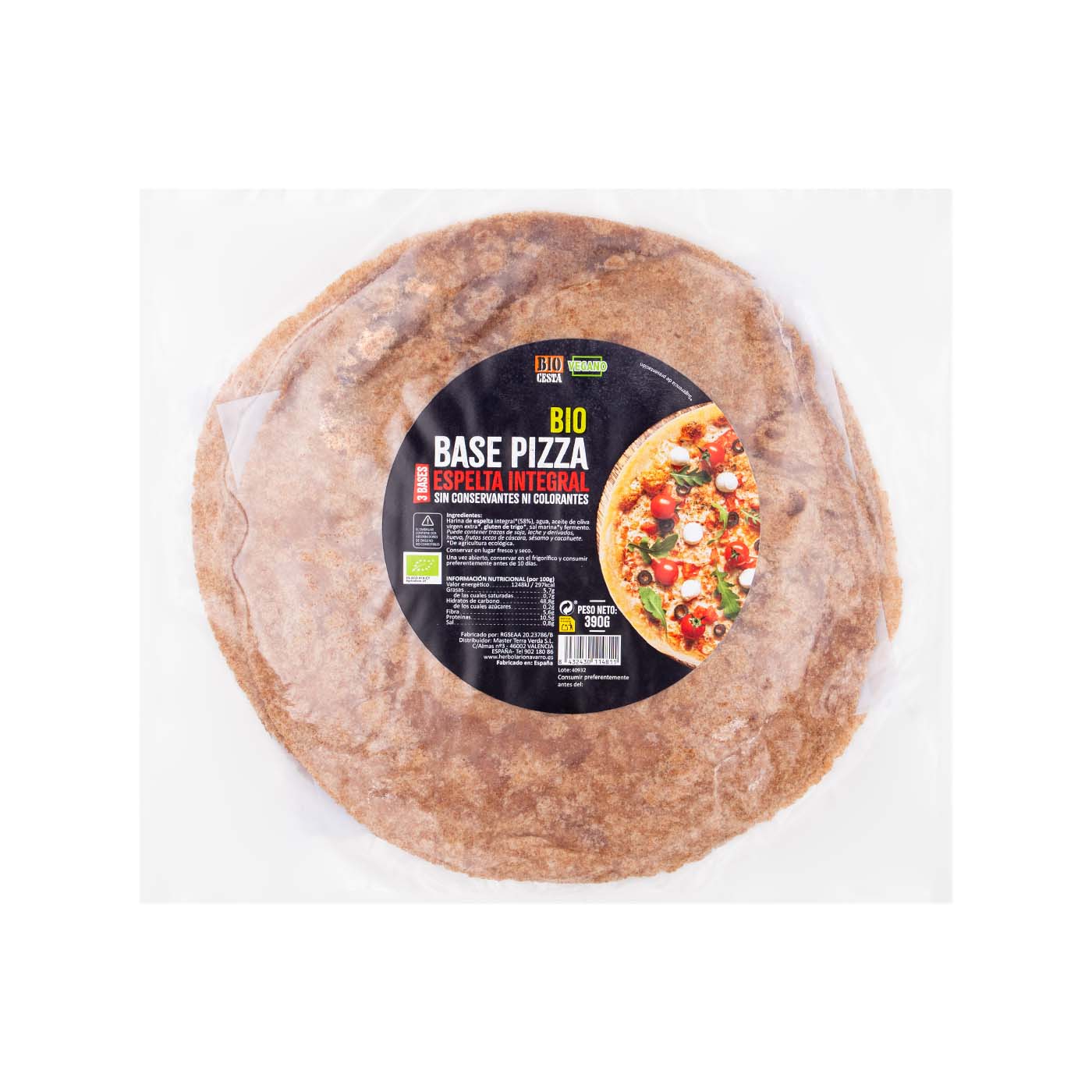 Base de Pizza de Trigo Espelta Integral Eco 3X130g Bio Cesta