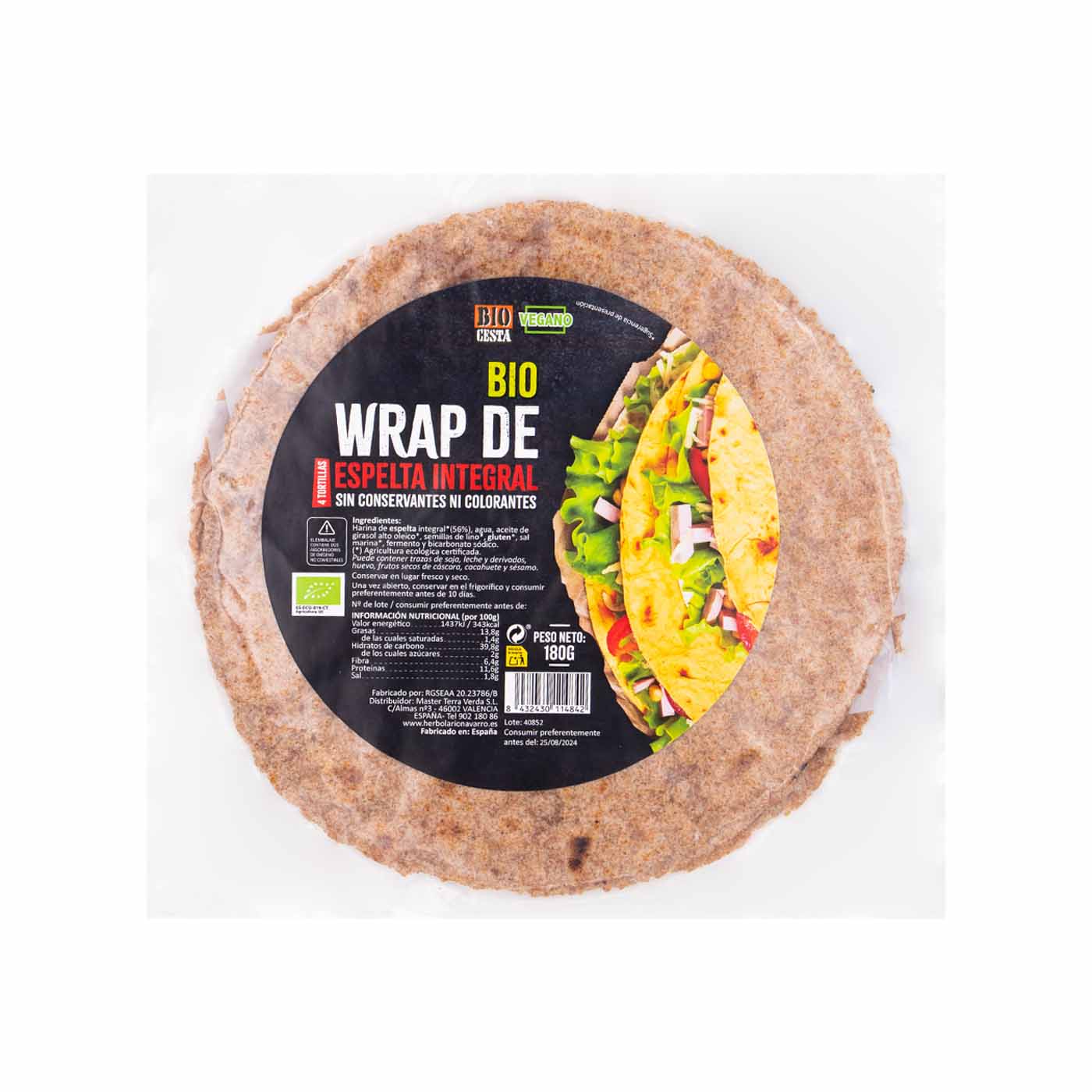 Tortillas Wrap de Trigo Espelta Integral Eco 4X45g Bio Cesta