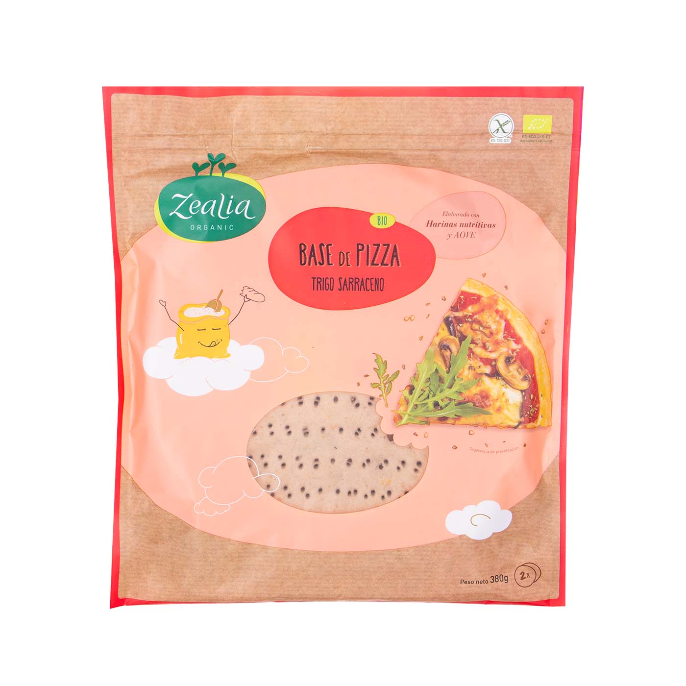 Base de Pizza de Trigo Sarraceno sin Gluten 380g (2x190g) Zealia