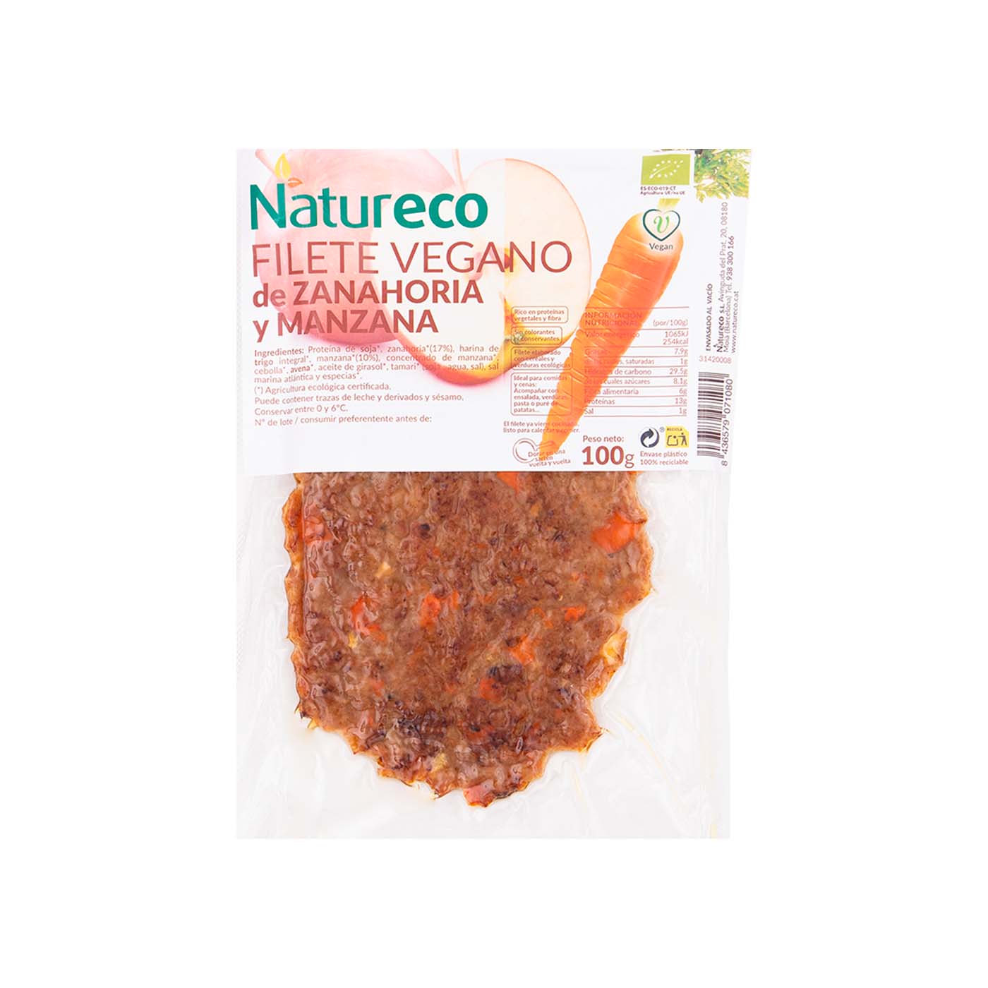 Filete Vegano con Zanahoria y Manzana 100g Natureco