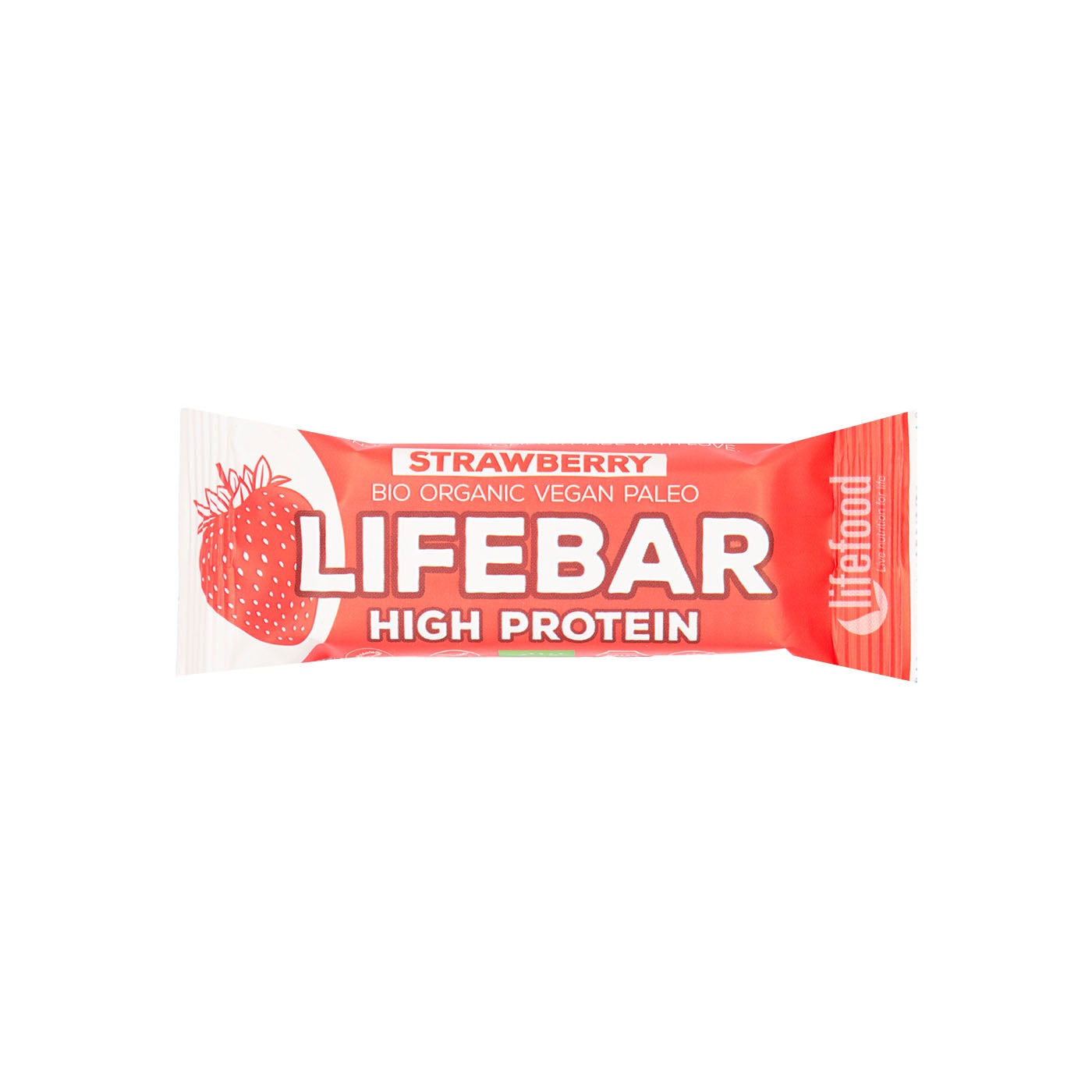 Barrita de Proteína Lifebar sabor Fresa sin Gluten 40g Lifefood