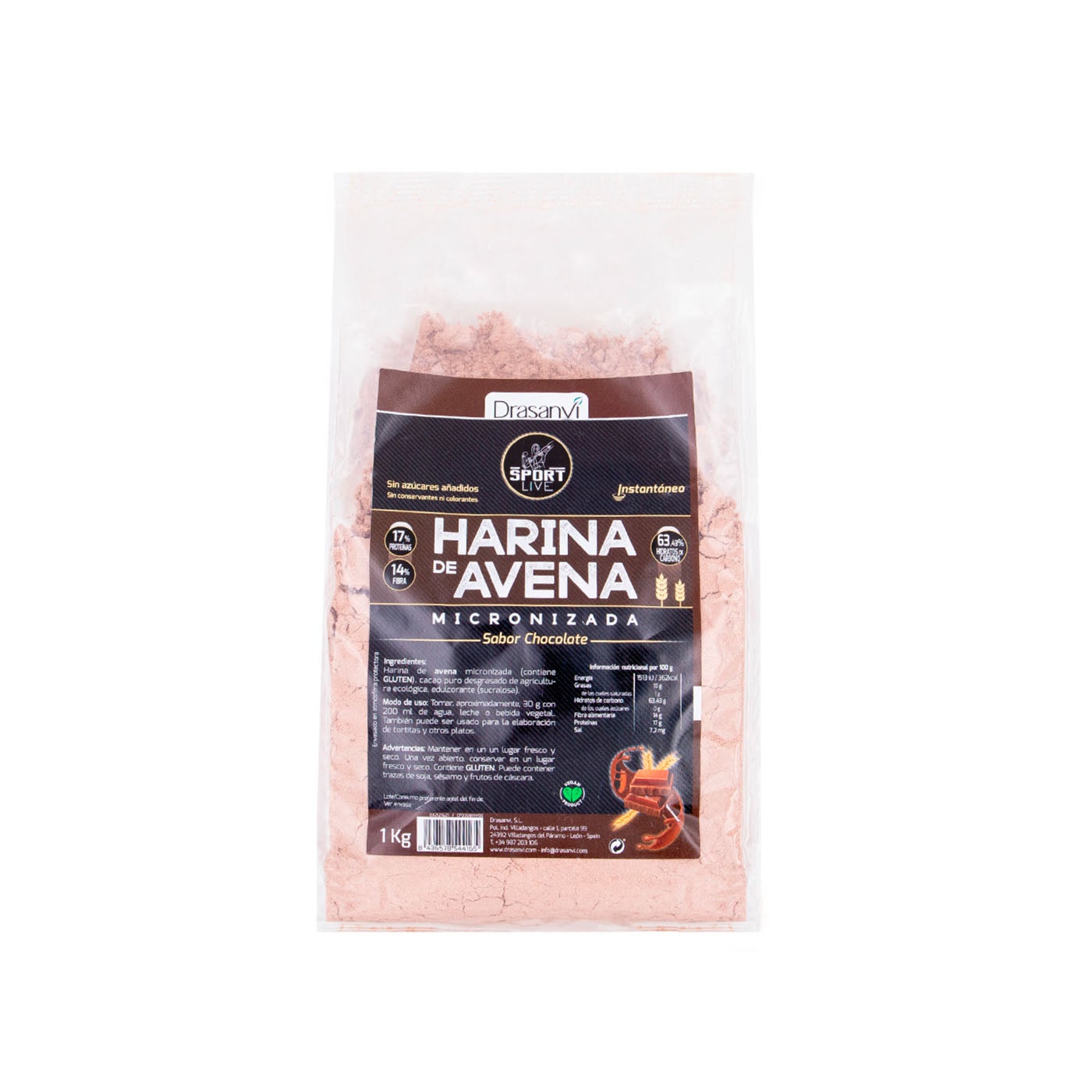 Harina de Avena sabor Chocolate 1kg Sport Live