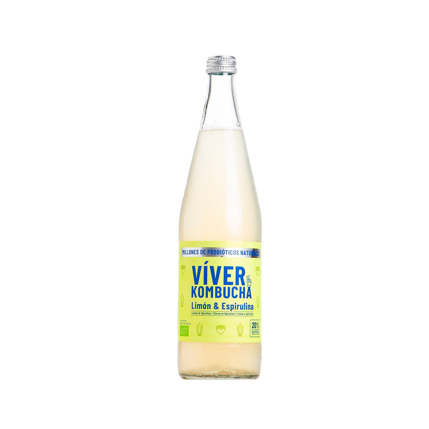 Kombucha Oceánica con Limón y Espirulina 700ml Viver Kombucha