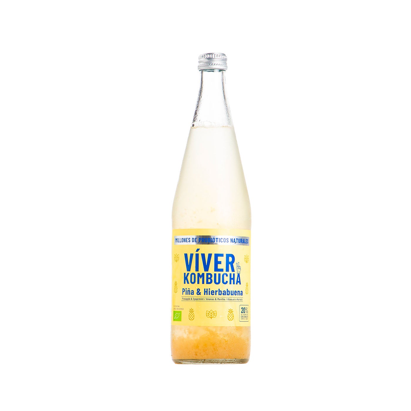 Kombucha Trópical con Piña y Hierbabuena 700ml Viver Kombucha