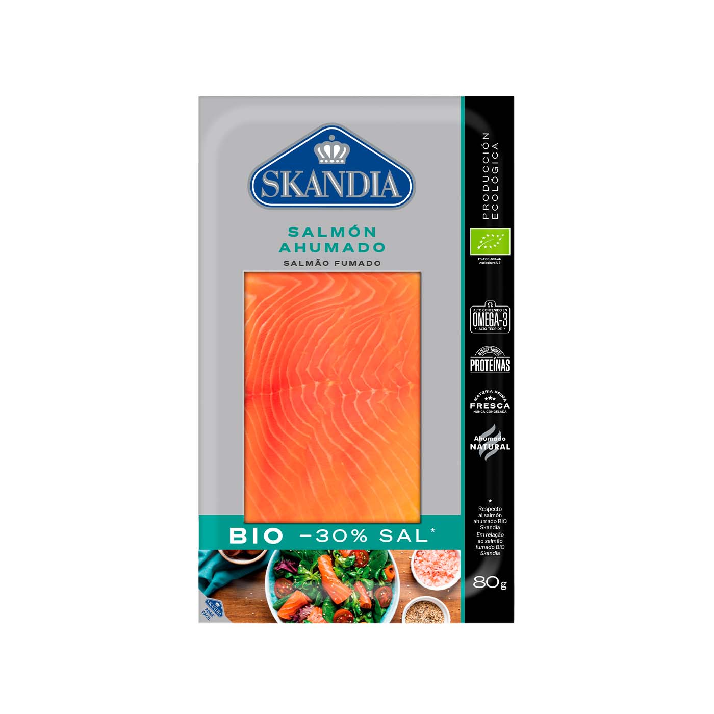 Salmón Ahumado bajo en Sal 80g Skandia