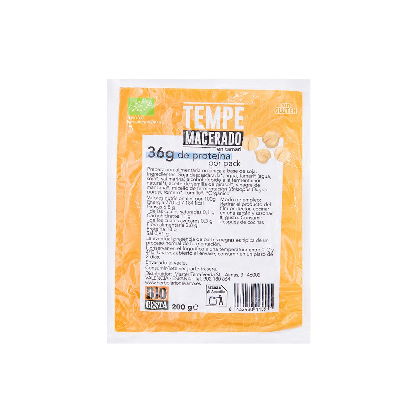 Tempeh Macerado en Tamari 200g Bio Cesta