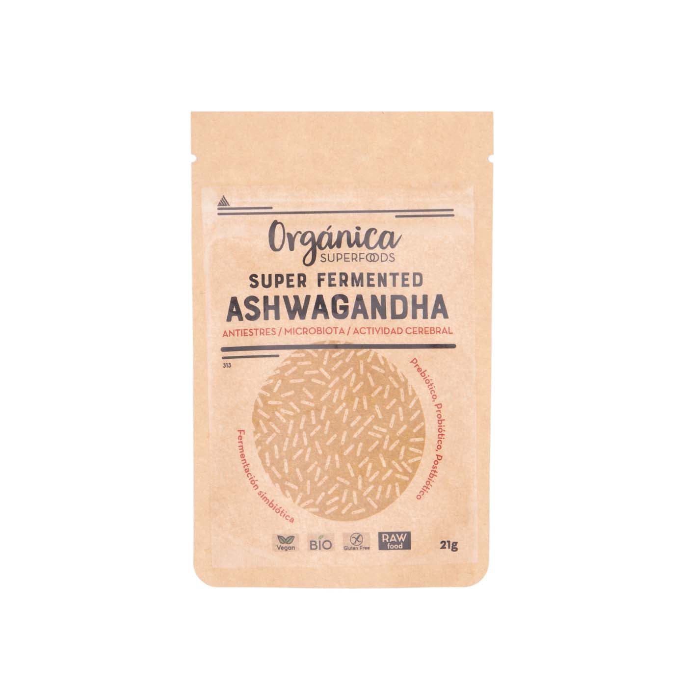 Ashwaganda Súper Fermentada en Polvo 21g Orgánica Superfoods