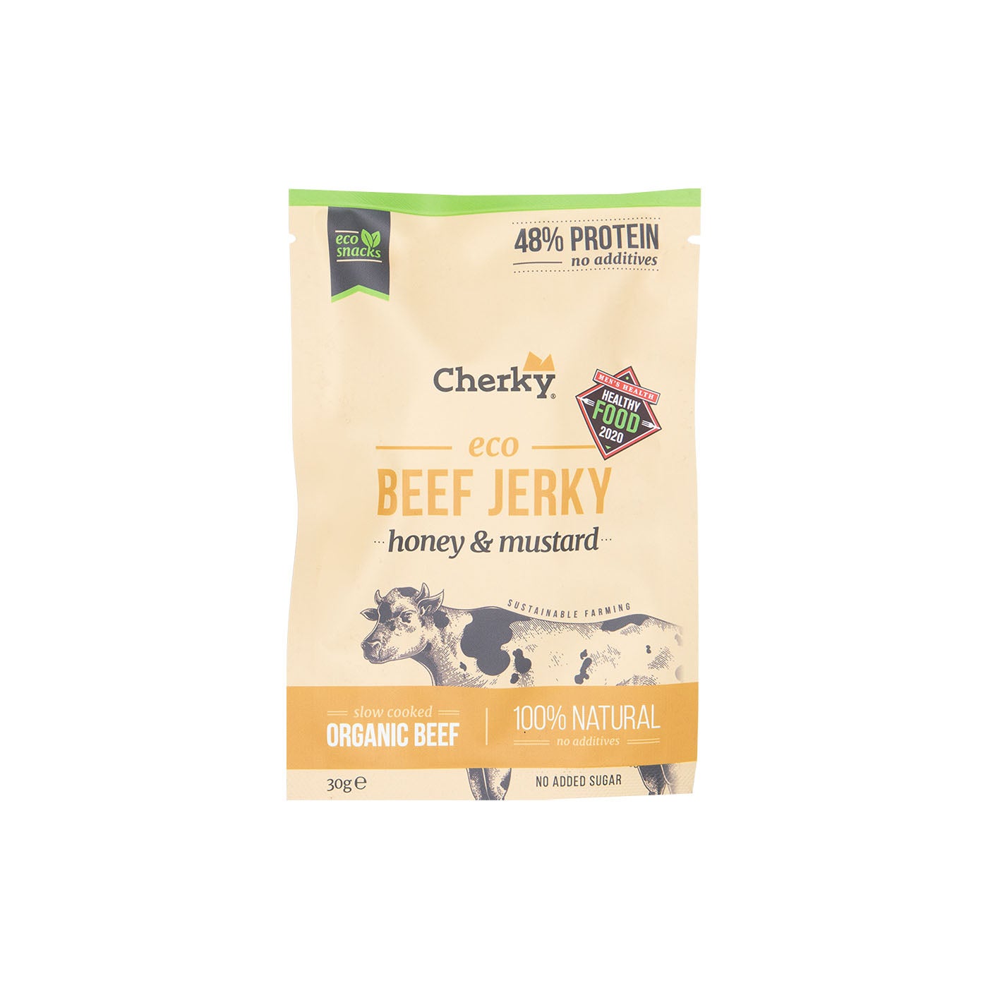 Snack Proteico Jerky de Ternera con Miel y Mostaza 30g Cherky
