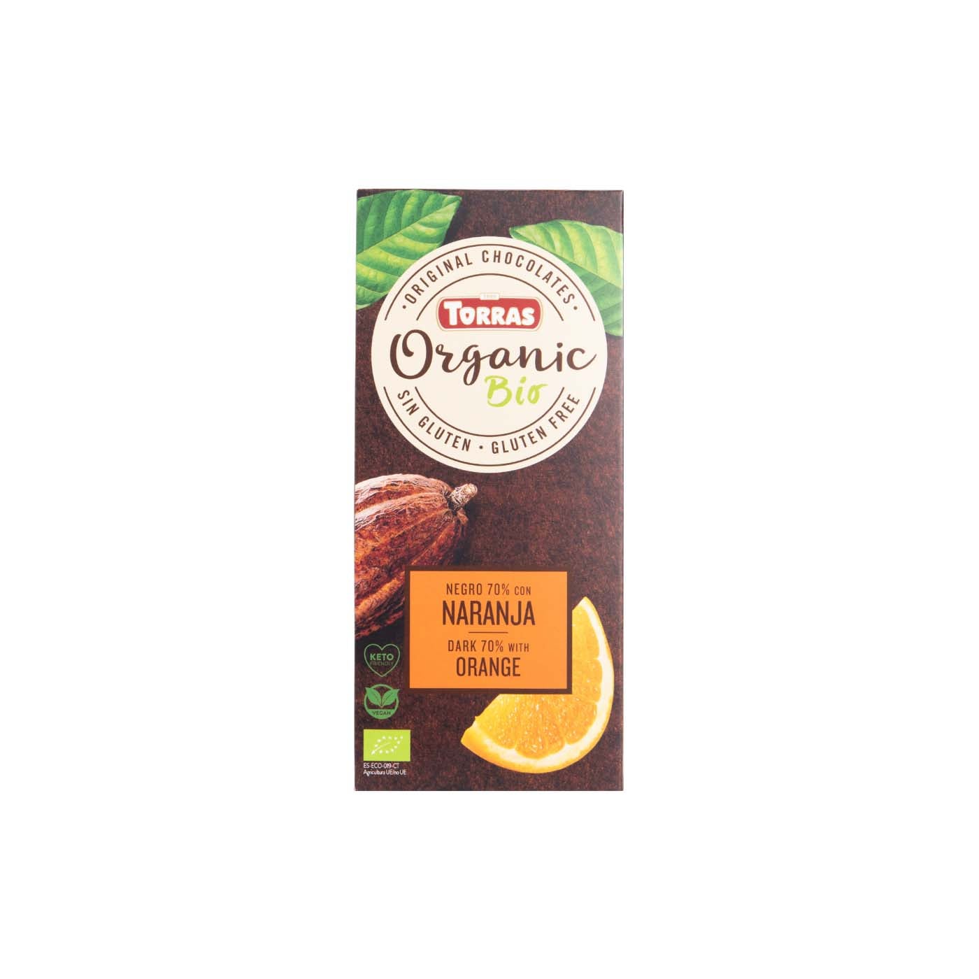 Tableta de Chocolate Negro con Naranja 70% Cacao 100g Torras