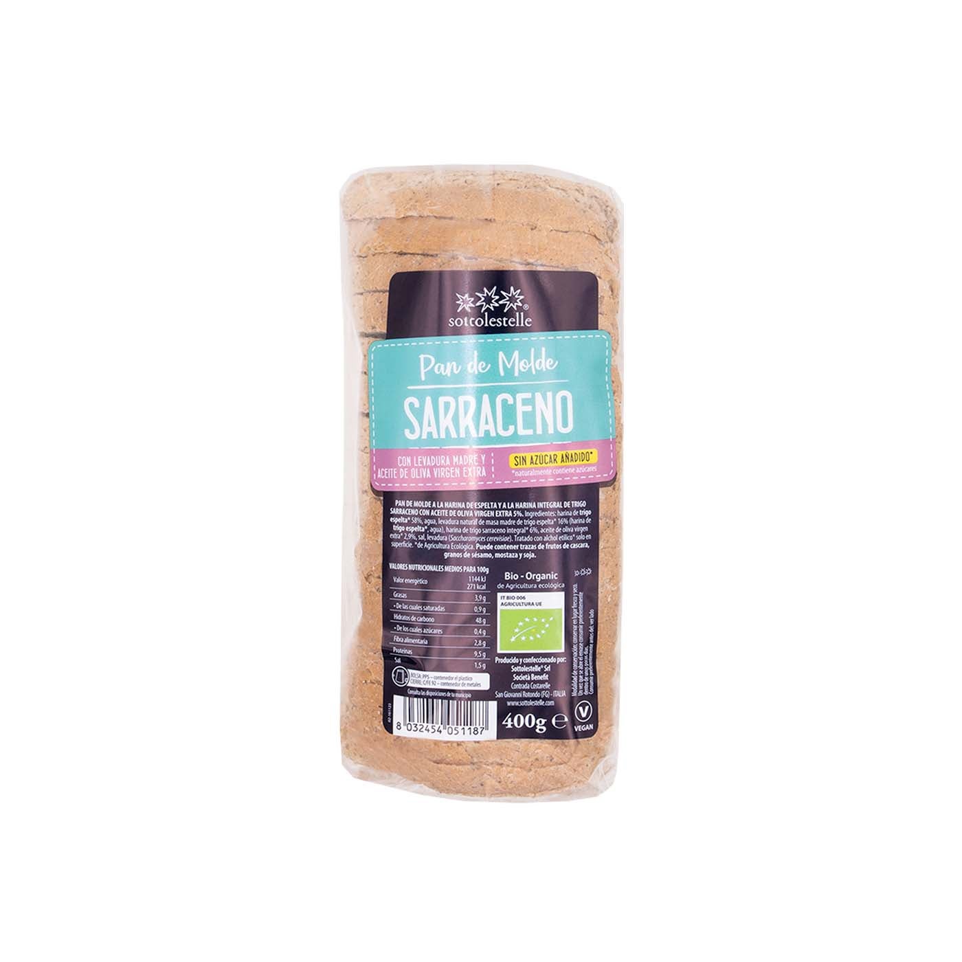 Pan de Molde de Espelta y Trigo Sarraceno 400g Sottolestelle