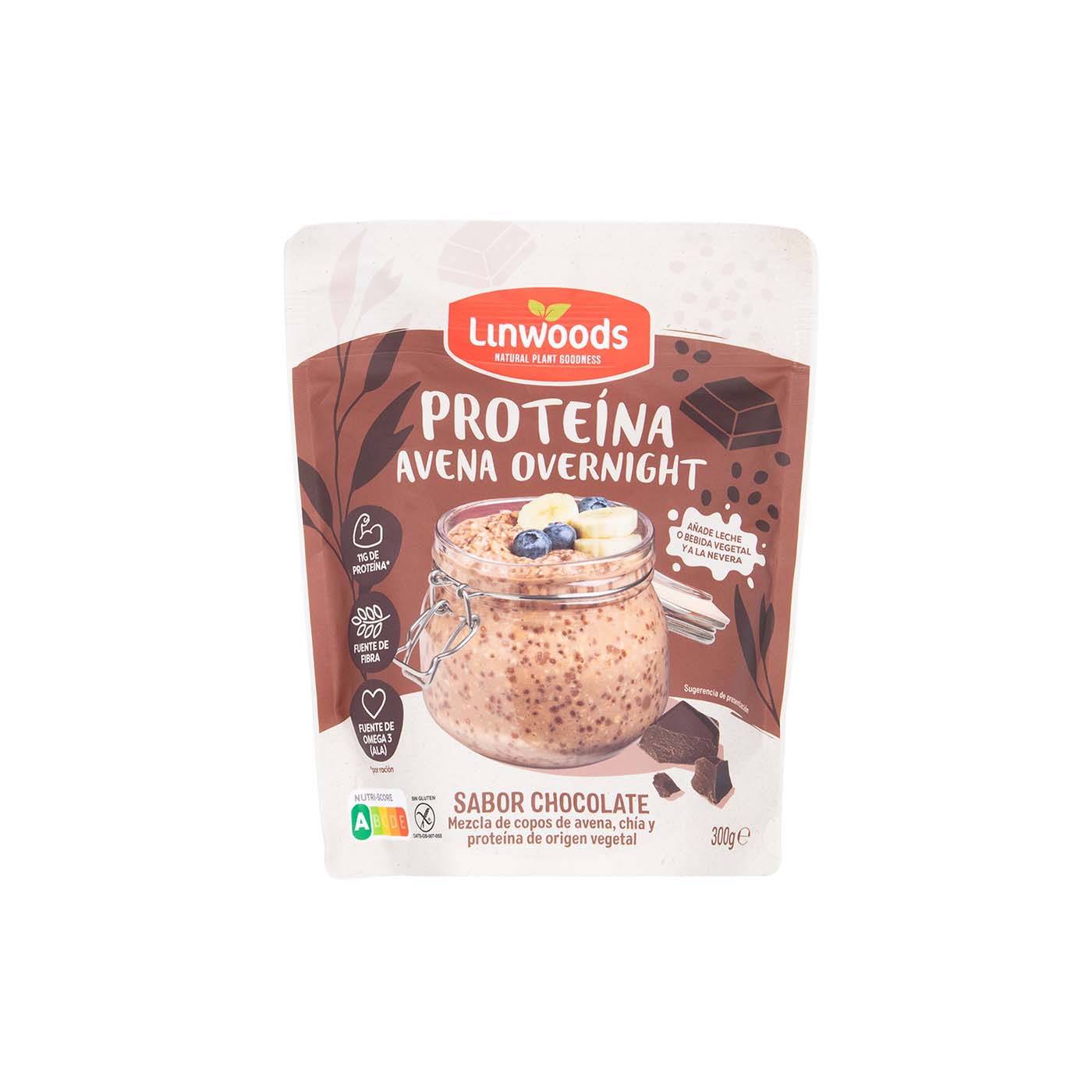 Proteína de Avena Overnight sabor Chocolate 300g Linwoods