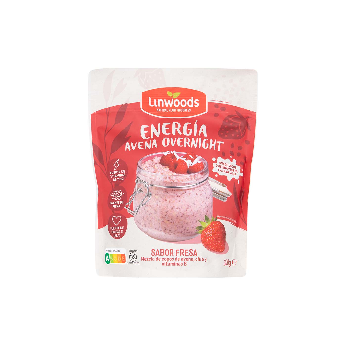 Avena Energía Overnight sabor Fresa 300g Linwoods