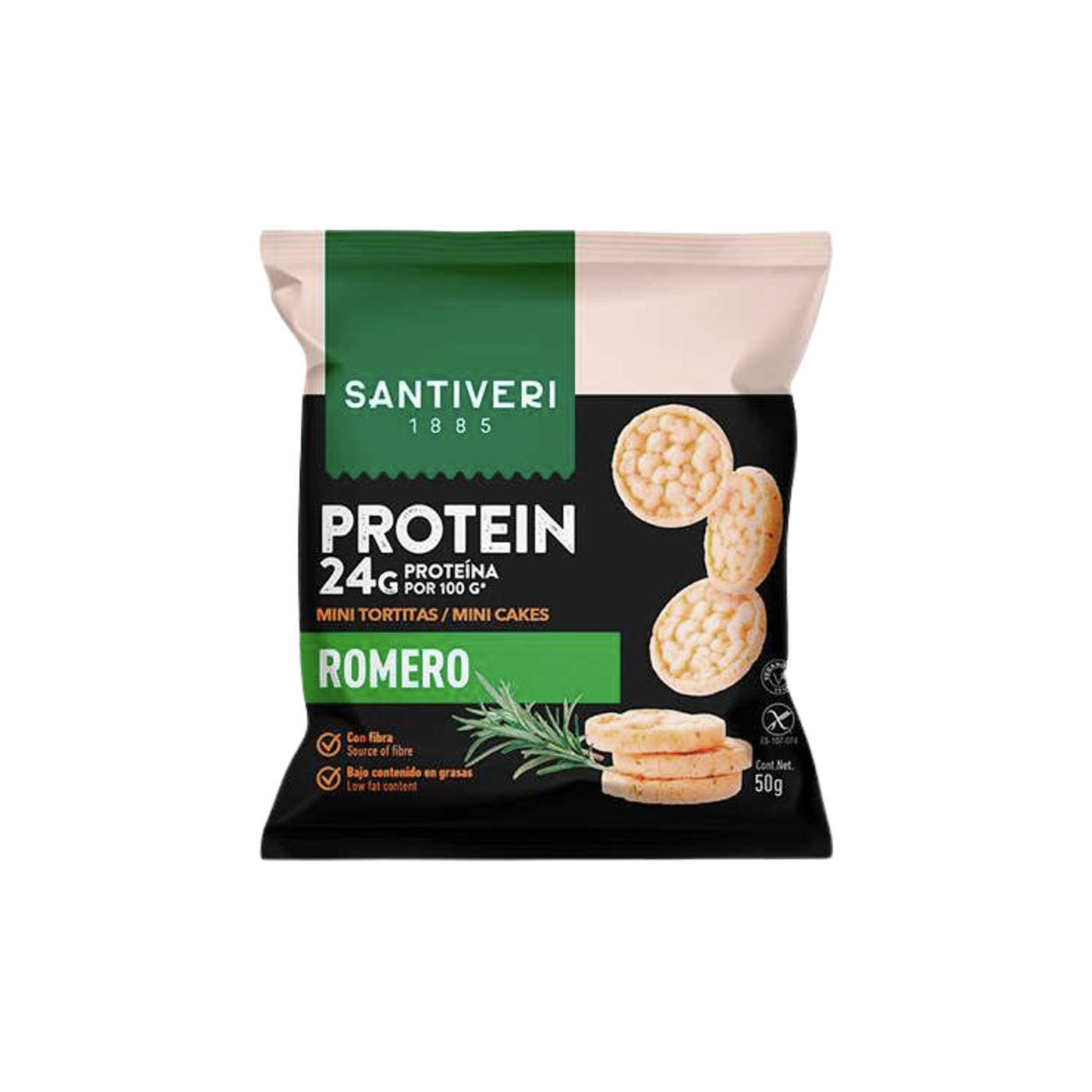 Tortitas Proteicas Mini de Romero 50g Santiveri