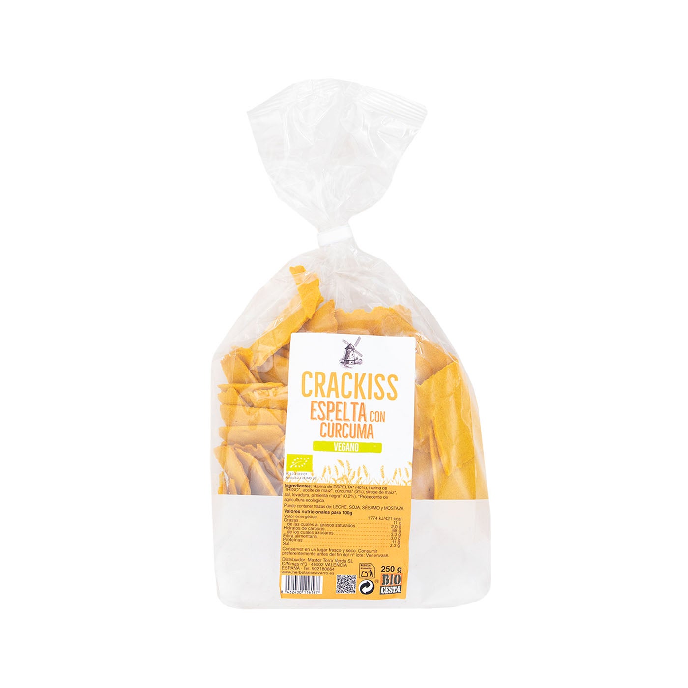 Crackiss Crackers de espelta y cúrcuma 250g Bio Cesta