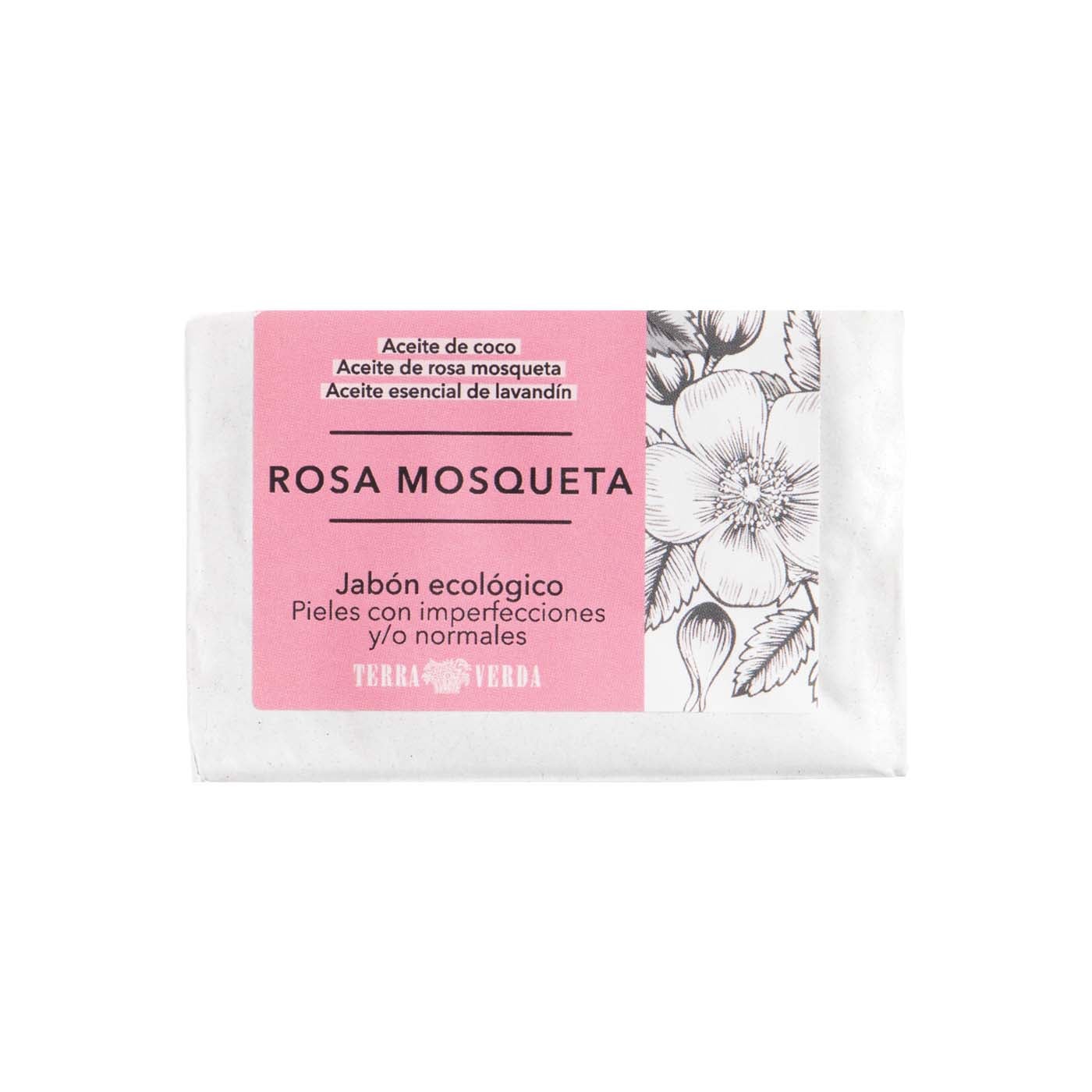 Jabón de manos en pastilla rosa mosqueta 100g Terra Verda