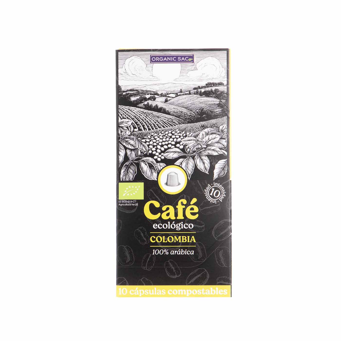 Café ecológico Colombia 10 cápsulas Organic Sac