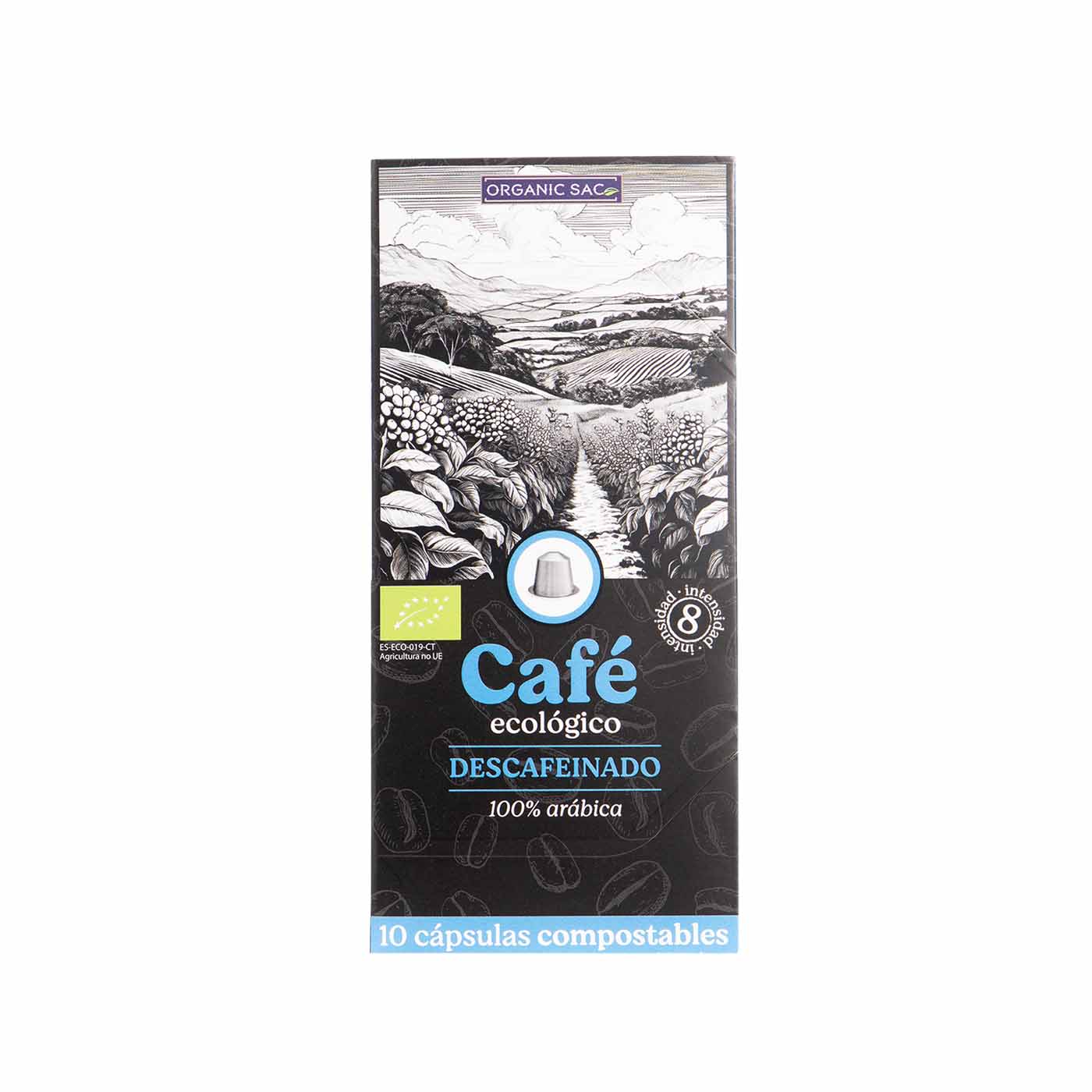 Café ecológico Descafeinado 10 cápsulas Organic Sac