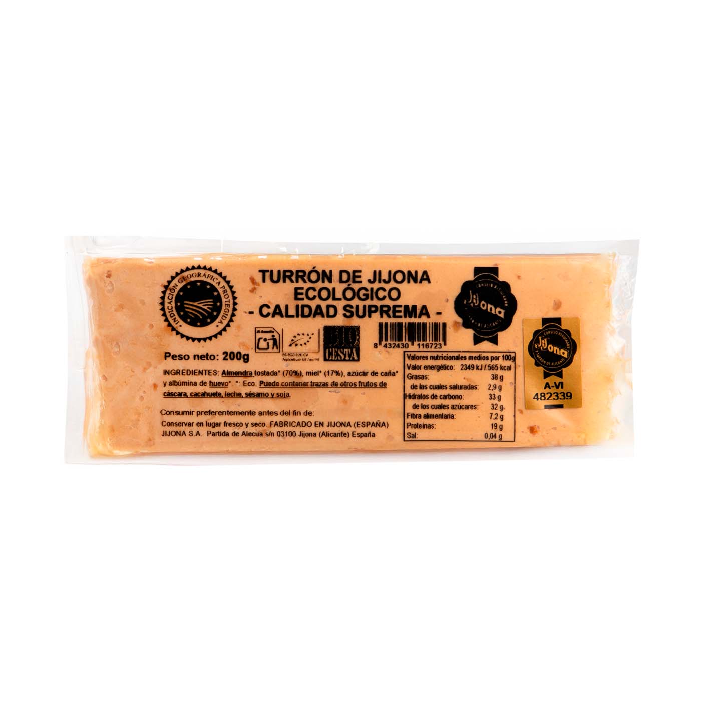 Turrón de Jijona 200gr Bio Cesta