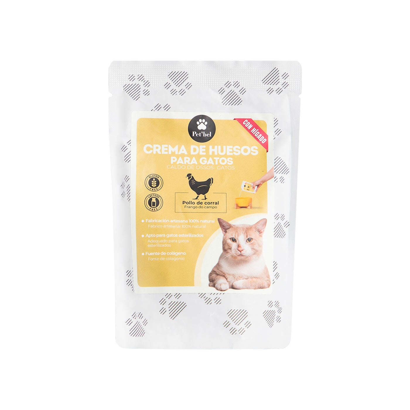Crema de huesos de pollo con hígado bio para gatos 100ml Pet Bel