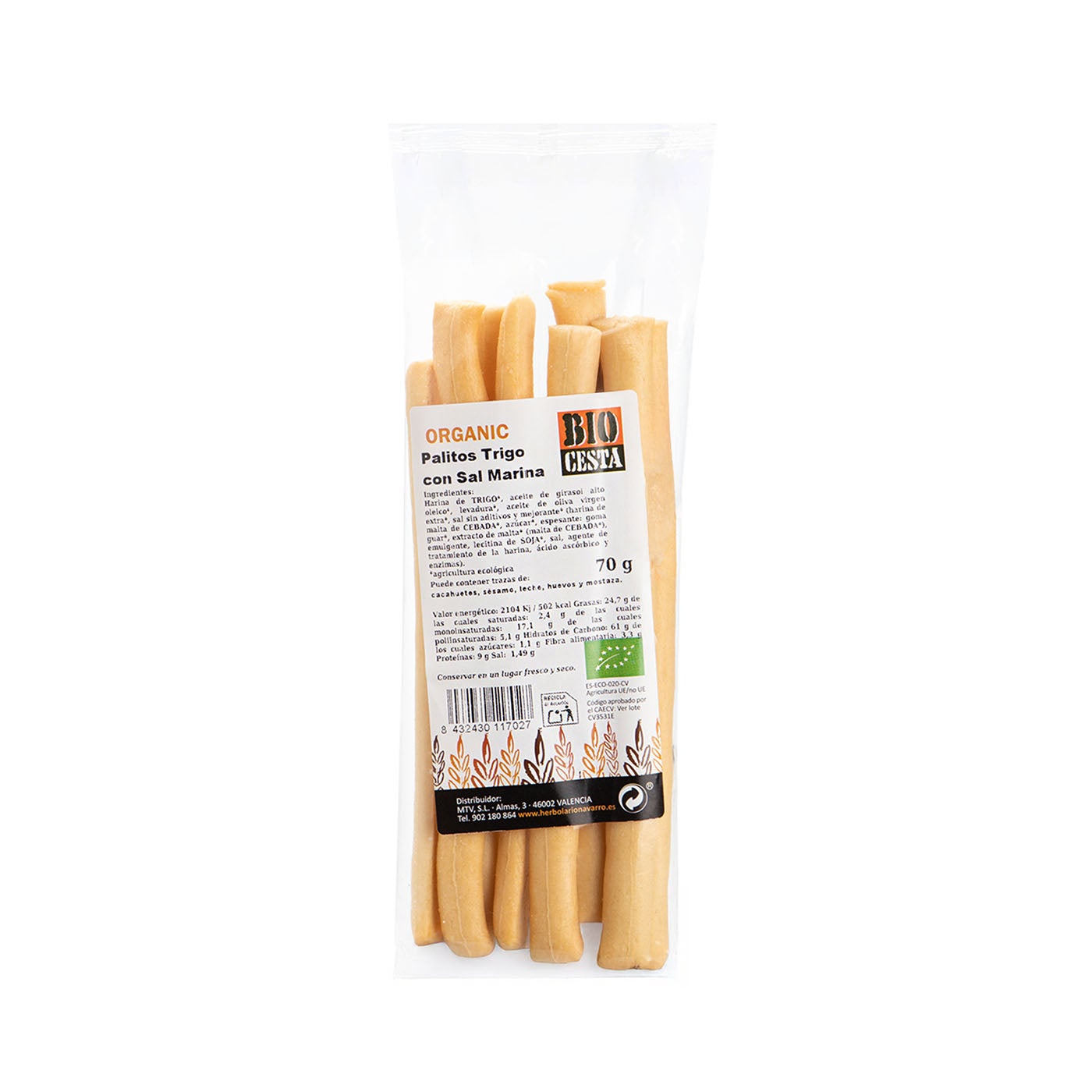 Palitos de trigo con sal marina 70g Bio Cesta