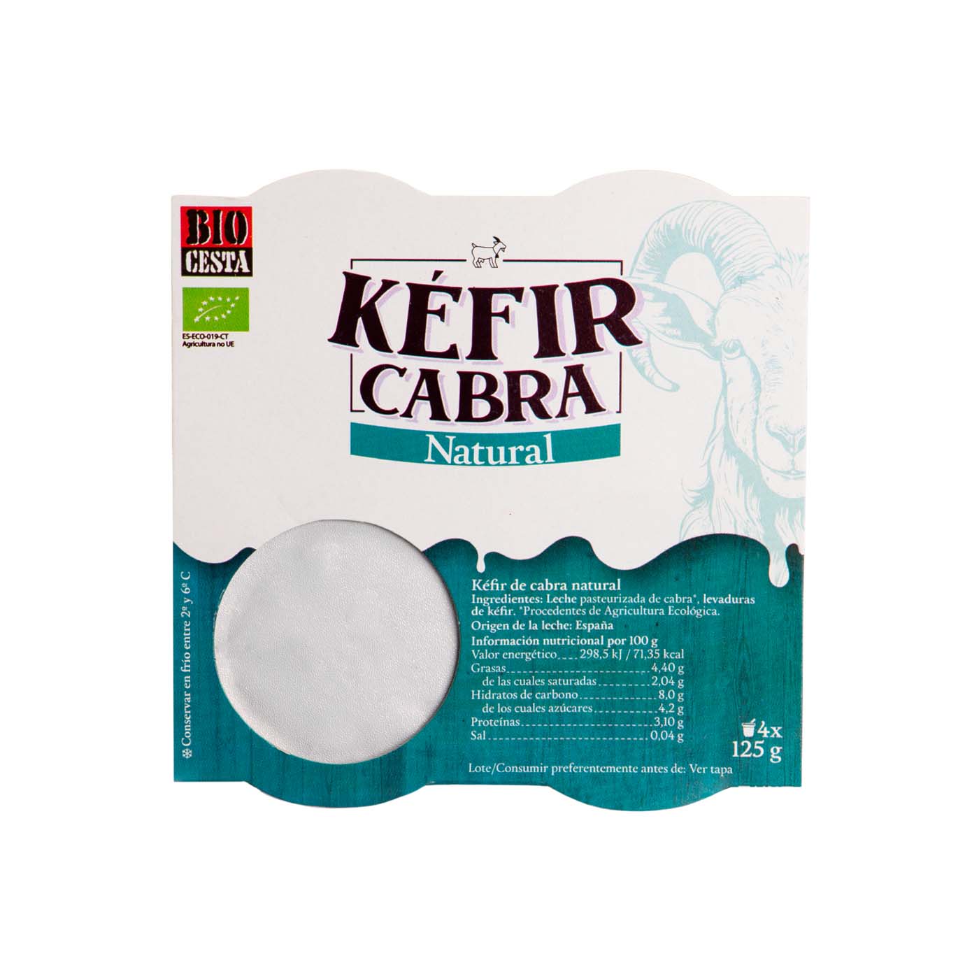Kéfir de Cabra Natural 4uds 125g Bio Cesta