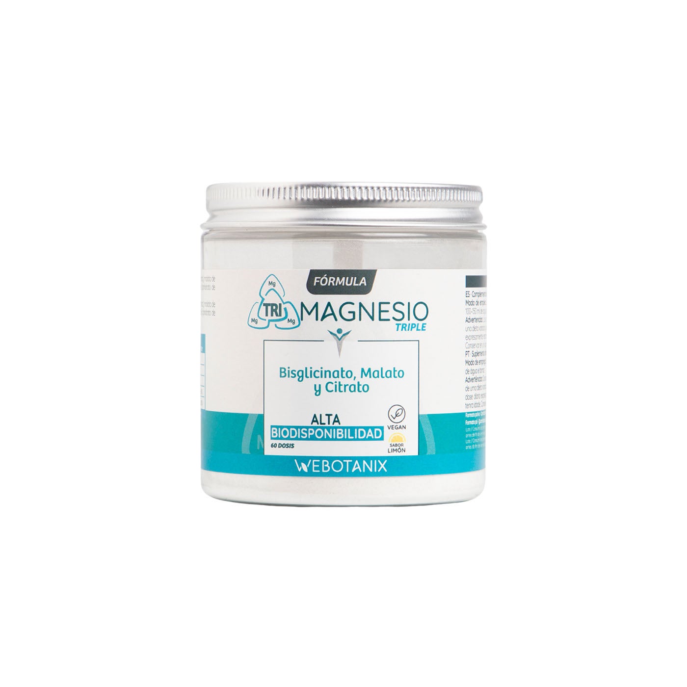 Triple Magnesio Fórmula en Polvo Sabor Limón 128 g Webotanix