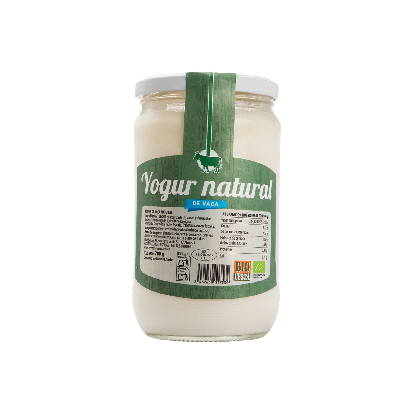 Yogur natural de vaca 700g Bio Cesta