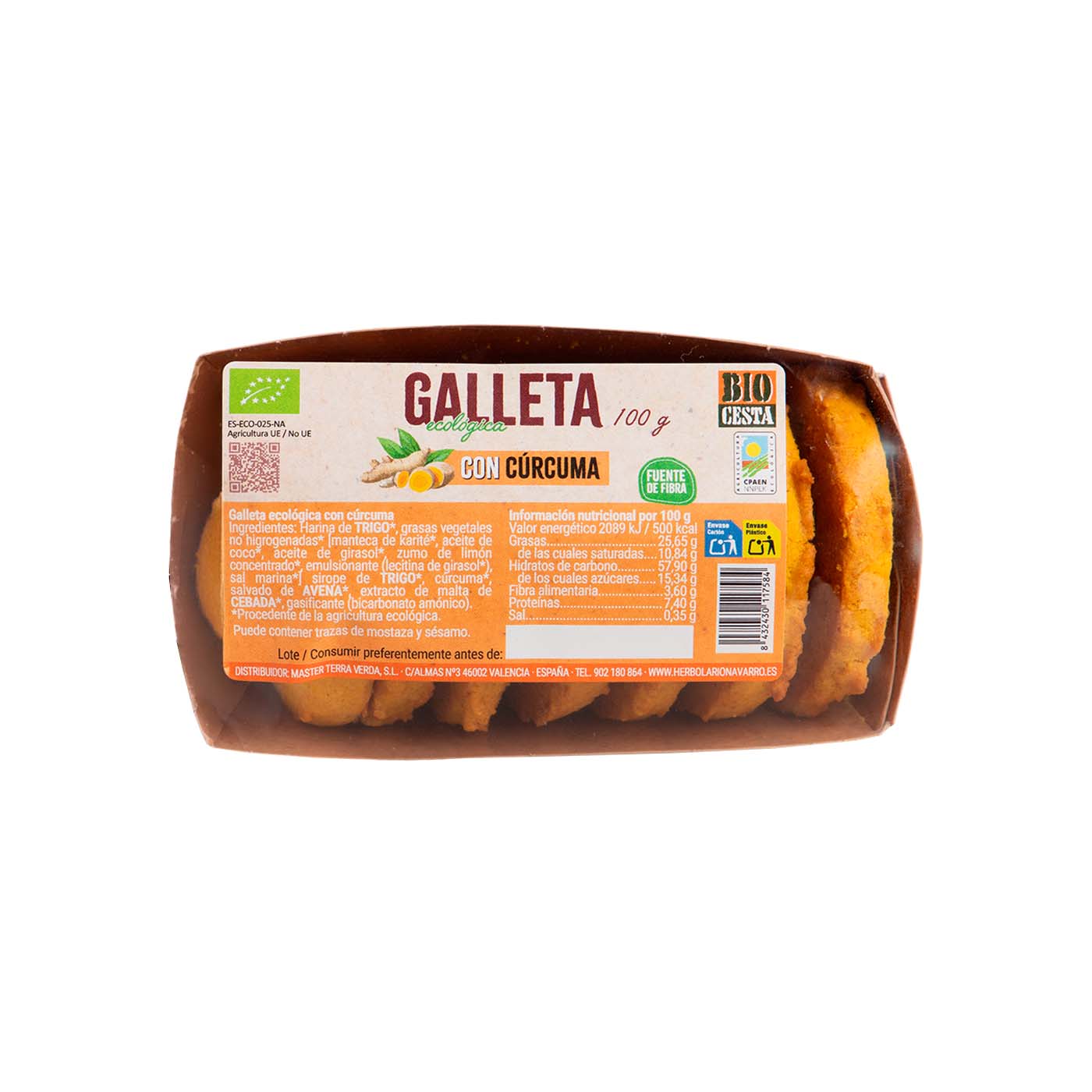 Galletas de Cúrcuma 100 g Bio Cesta