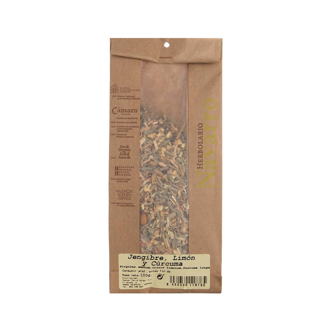 Jengibre, Limón y Cúrcuma 100 g Herbolario Navarro