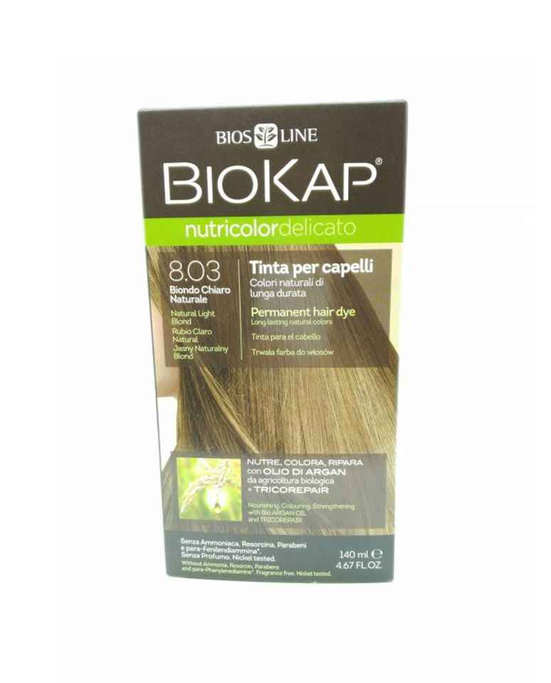 Tinte Capilar Rubio Claro Natural 8.03 140ml Biokap