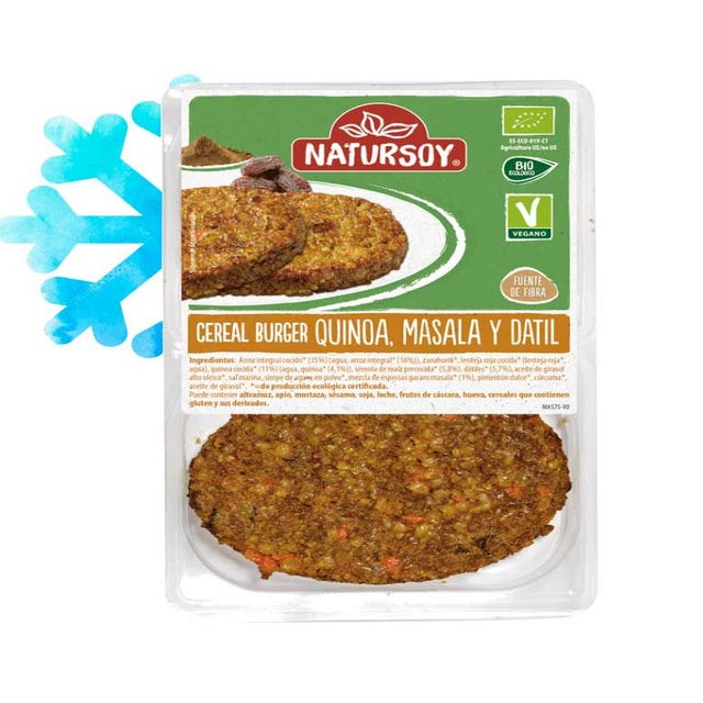 Hamburguesa vegetal con quinoa, masala y dátil 200g Natursoy