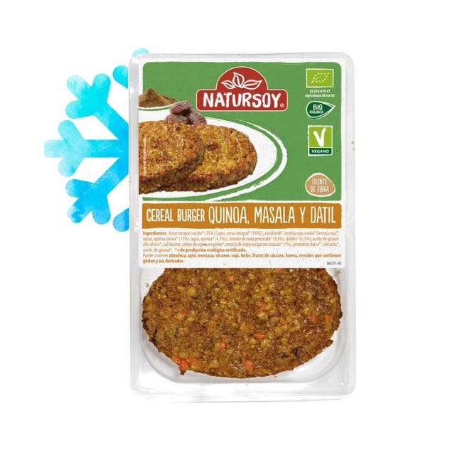 Hamburguesa vegetal con quinoa, masala y dátil 200g Natursoy