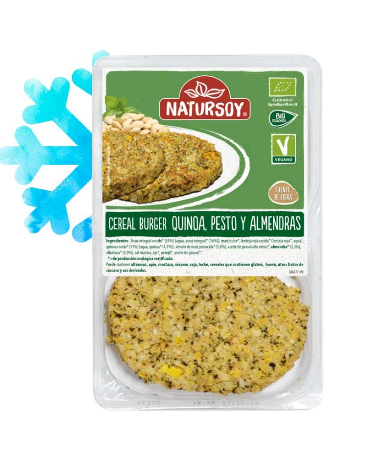 Hamburguesa Vegetal con Quinoa, Pesto y Almendras 200g Natursoy
