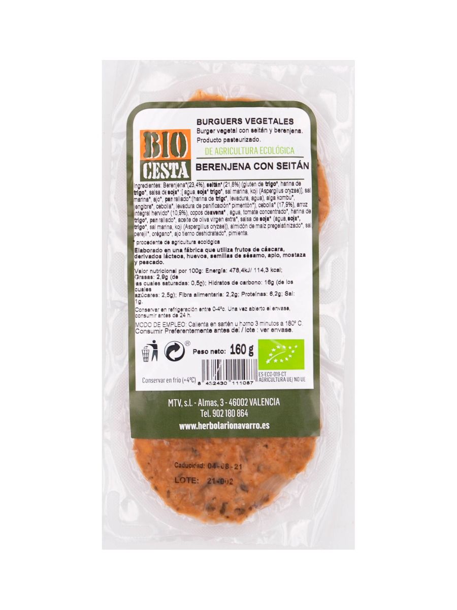Burger Vegetal con Berenjena y Seitán 160g Bio Cesta