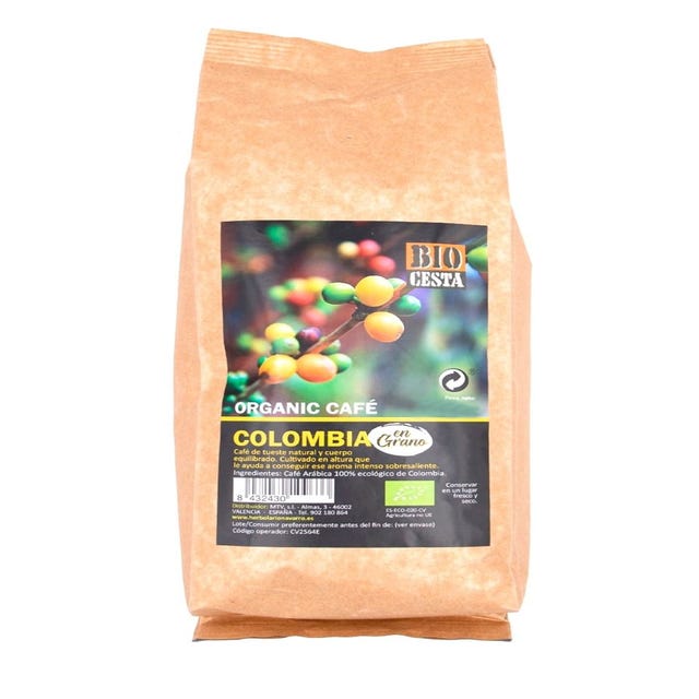 Café en grano Arábica de Colombia 750g Bio Cesta