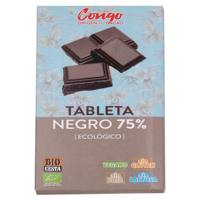 Chocolate Negro 75% Cacao 100g Bio Cesta