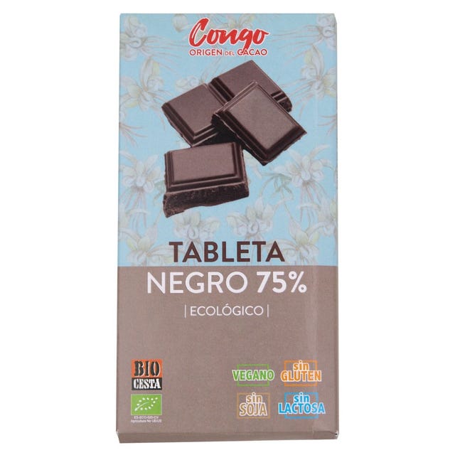 Chocolate Negro 75% Cacao 100g Bio Cesta