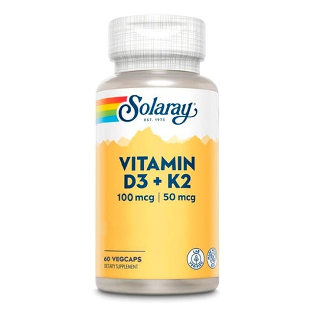 Vitamina D3 & k2. MK7 60 cápsulas Solaray