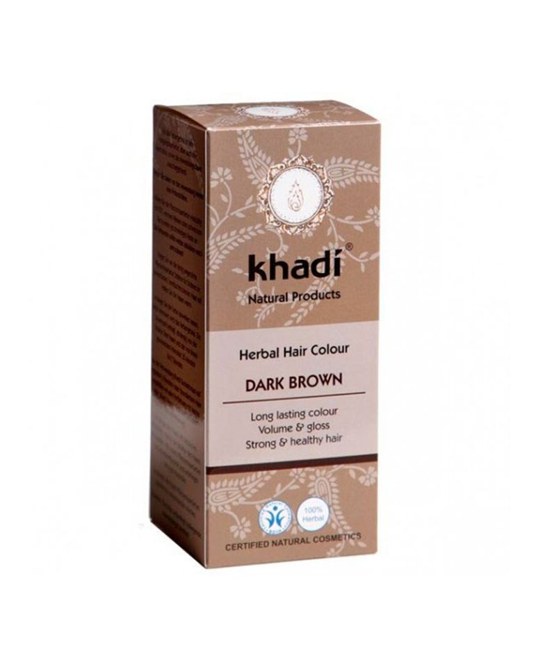 Tinte capilar herbal color castaño oscuro 100g Khadi